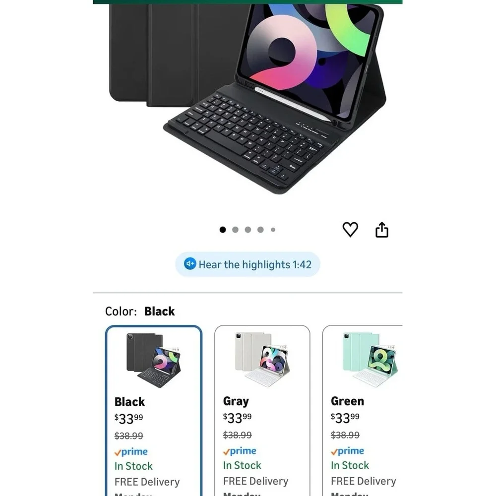 Smart Keyboard Case for iPad Pro 11‎ & iPad Air 11 M2 Air 4 5 Black Folio Cover